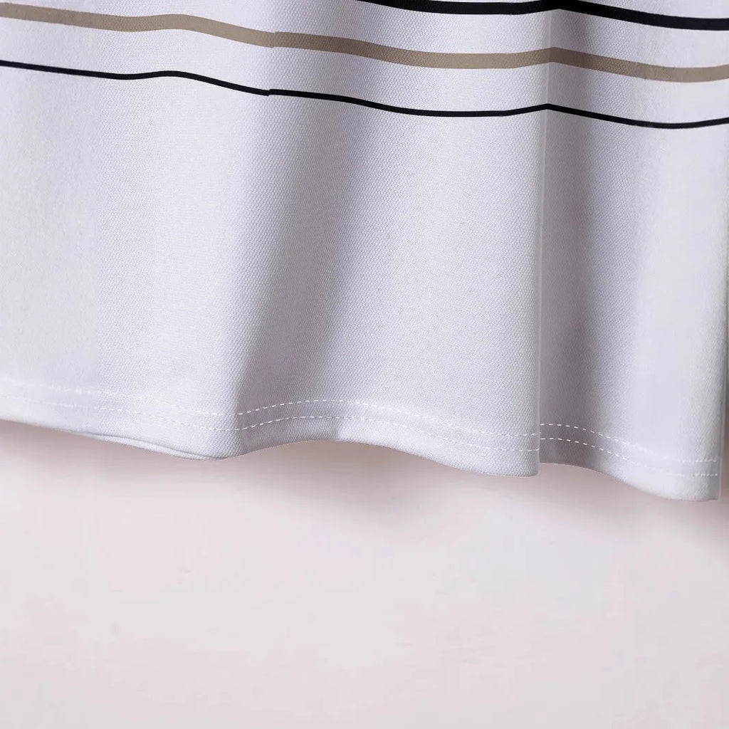 White striped men's short sleeve T-shirt with slim fit design