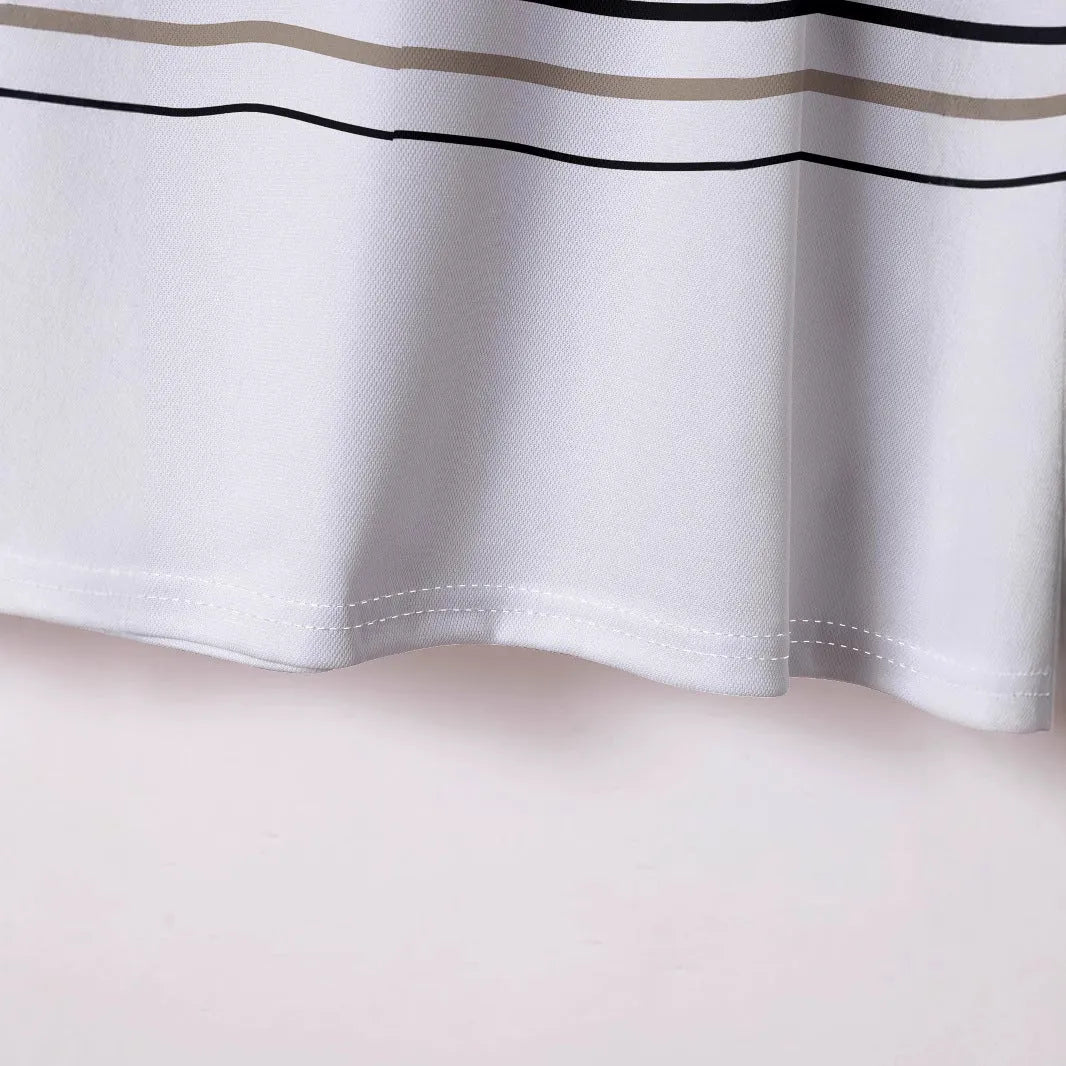 White striped men's short sleeve T-shirt with slim fit design