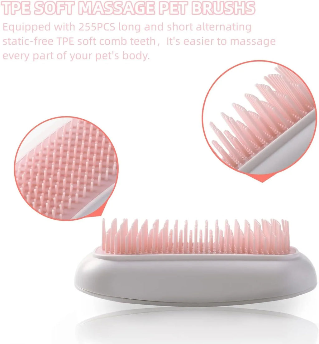 Pink electric pet massage brush with TPE teeth for cats and dogs grooming