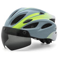 Adult LED bicycle helmet in size L with EPS foam and PC shell construction showing integrated lighting system