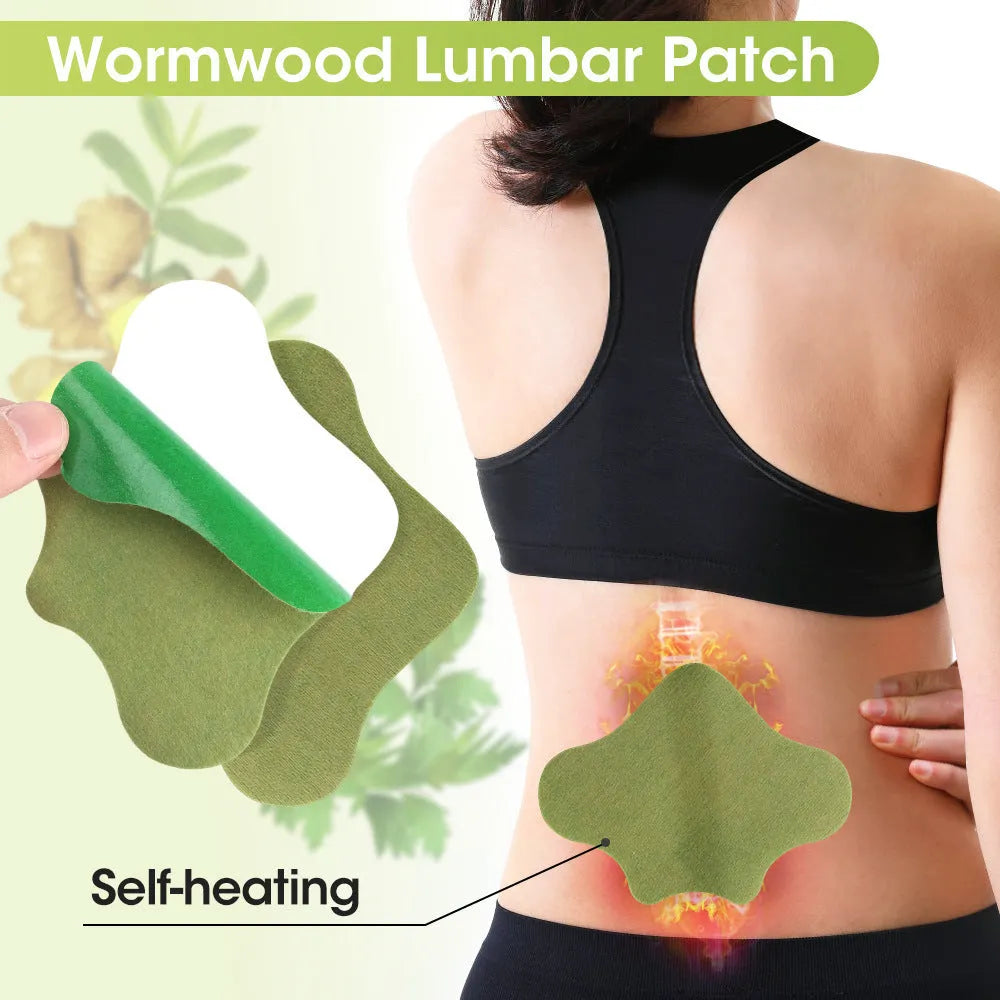 Chinese mugwort herbal patch set with knee, back, neck, and foot patches in 12-piece pack