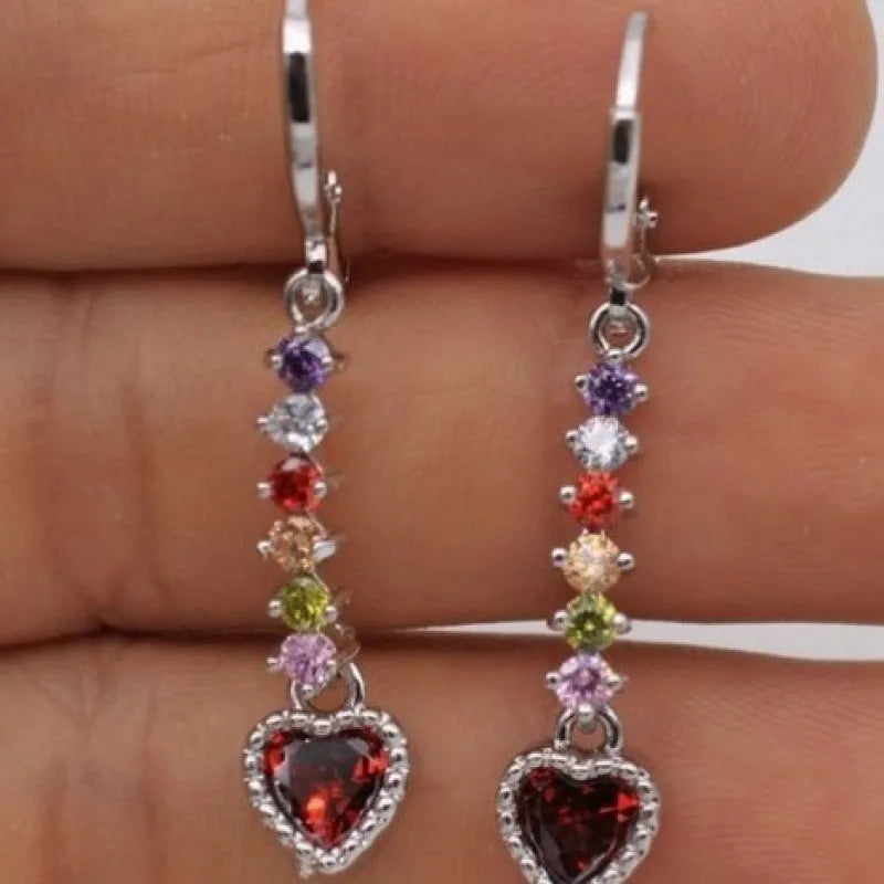 Women's heart-shaped alloy earrings in gold or silver electroplated finish