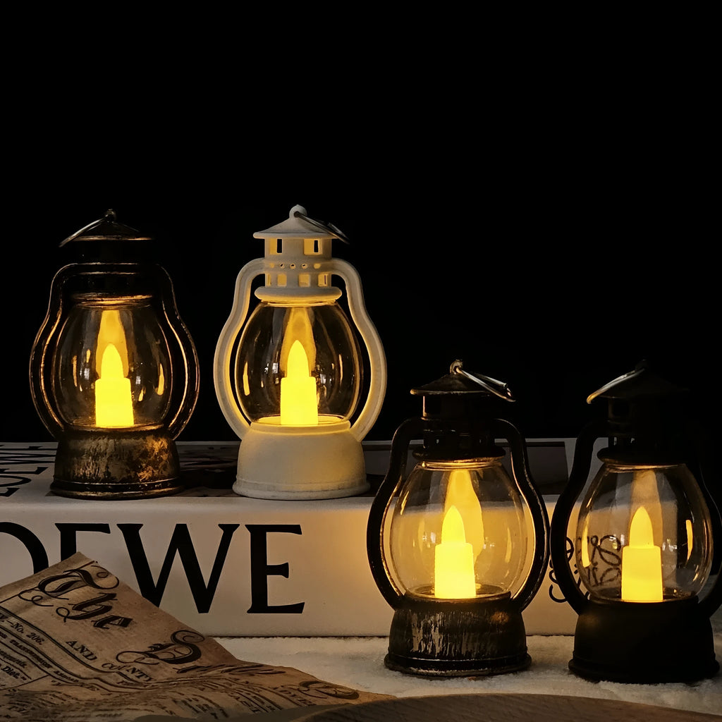 Electronic candle PP mini lantern in black bronze white for barn bar hotel decor