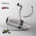 Stainless steel exhaust front section SC stern block suit for TNT125 motorcycle with round mouth in titanium colour finish