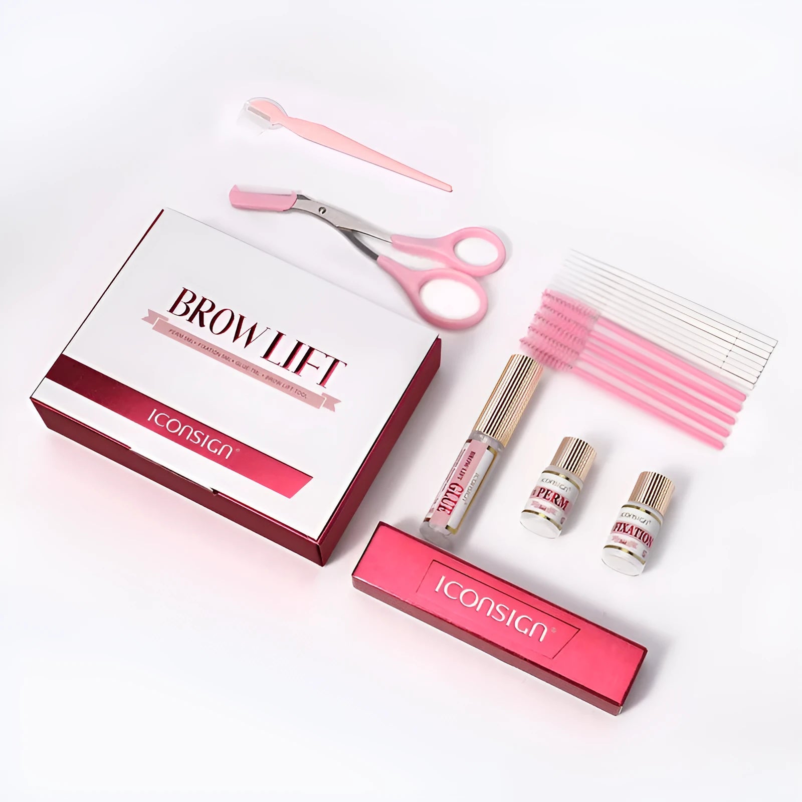 Pink eyebrow scalding suit set with eyebrow perm for keratosis treatment and styling