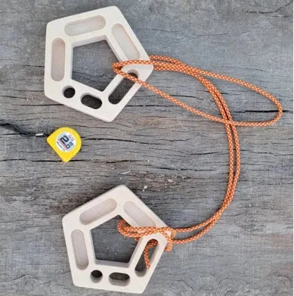 Birch climbing board finger force plate with pentagonal and round grip training shapes