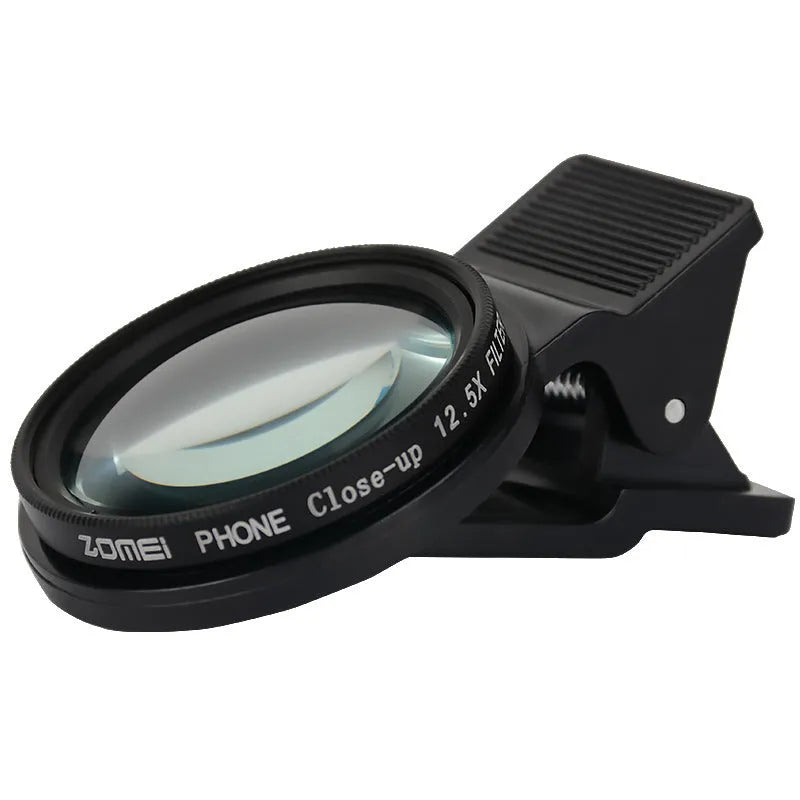 Smartphone macro close-up lens with 37mm diameter and universal clip for mobile phone photography