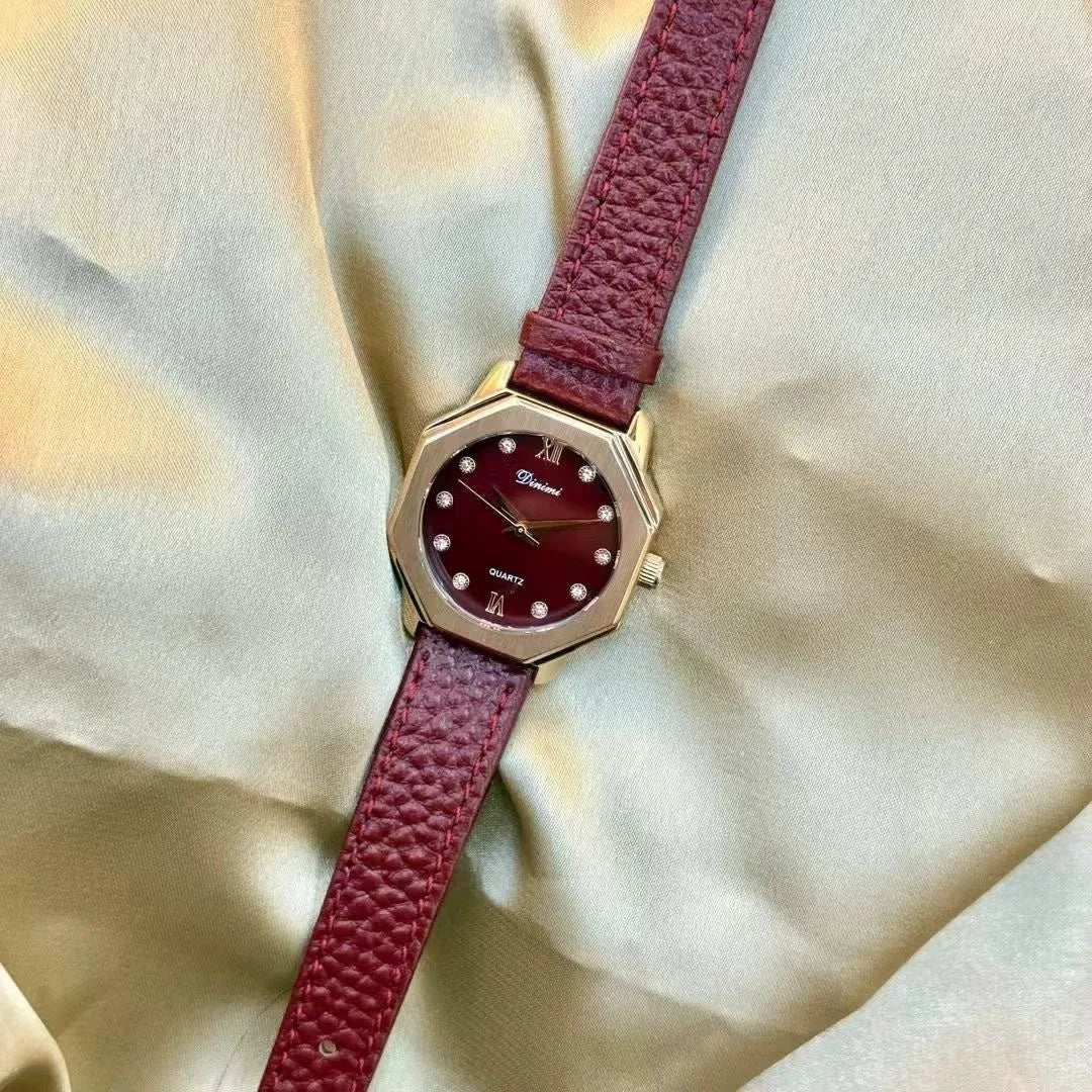 Ankela Red alloy women's watch with Chinese style design, showing 8mm thickness and various colour options.