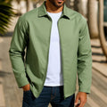 Men's zipper cardigan jacket with raglan sleeves in emerald green.