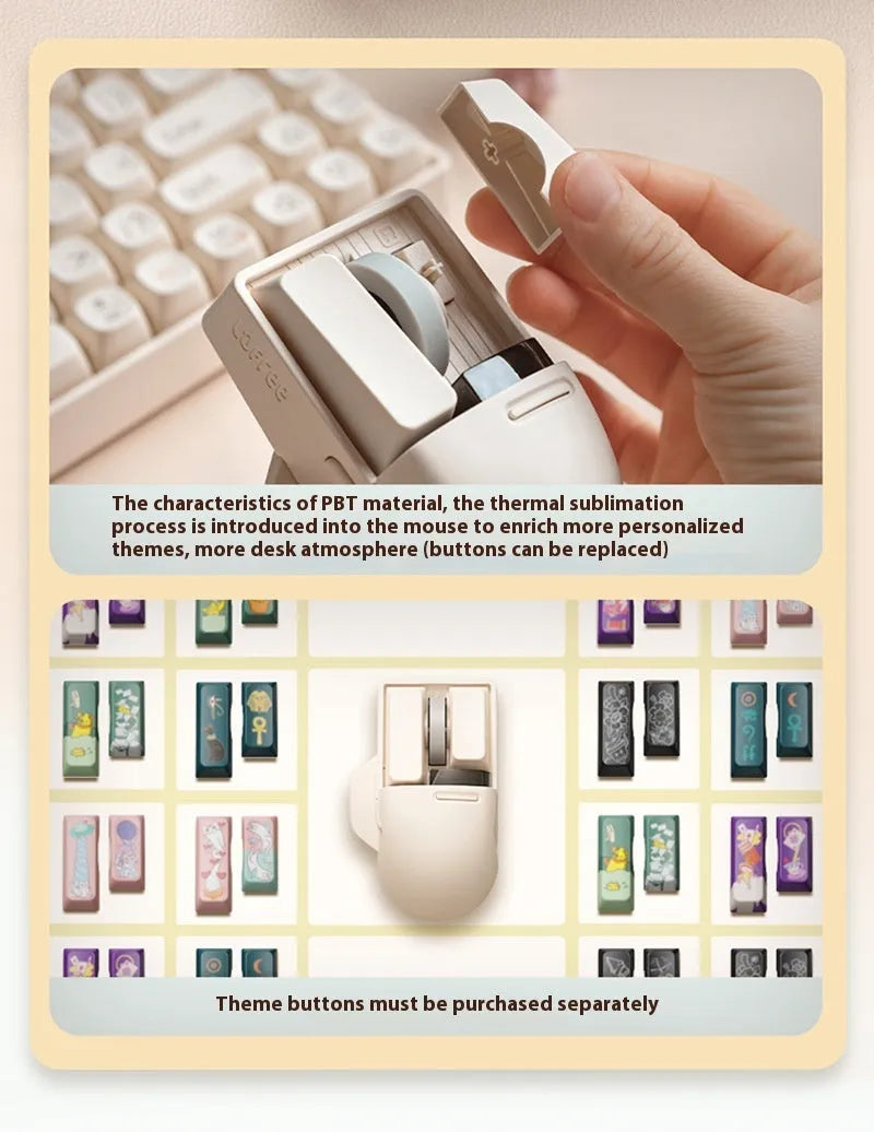 Xiaoqiao Tofu coloured ergonomic wireless mouse with seven buttons and a scroll wheel.