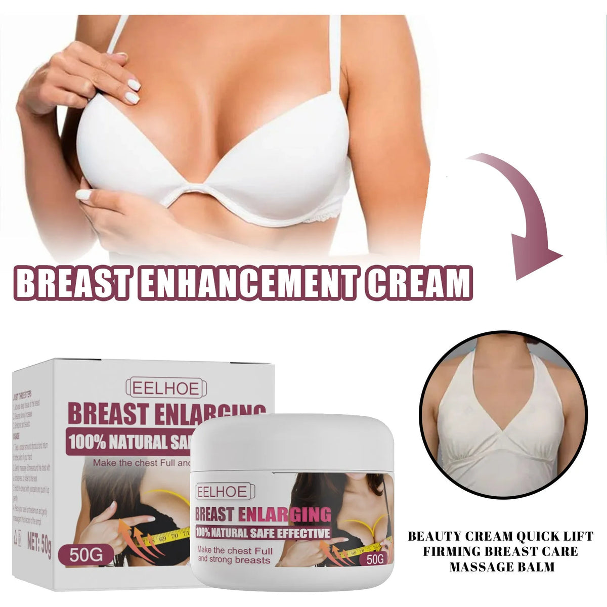 50g white breast firming cream for lifting tightening and plumping chest care, 5x4.2cm