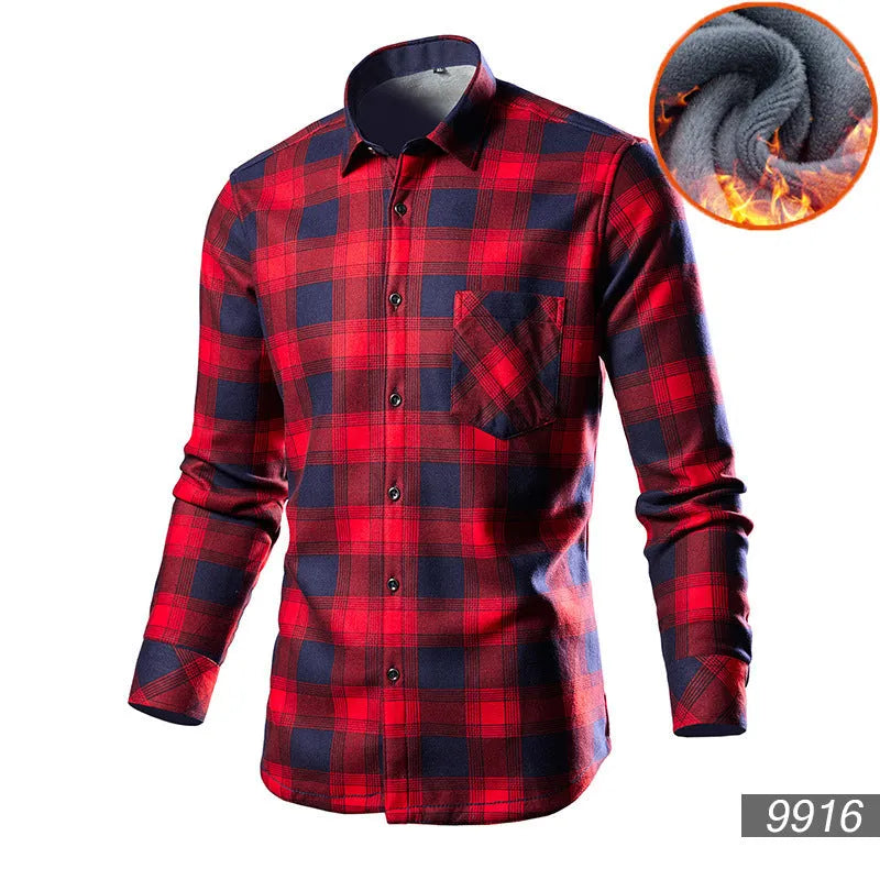 Men's loose fit fleece-lined cardigan shirt in a cotton blend fabric, shown in a solid colour.
