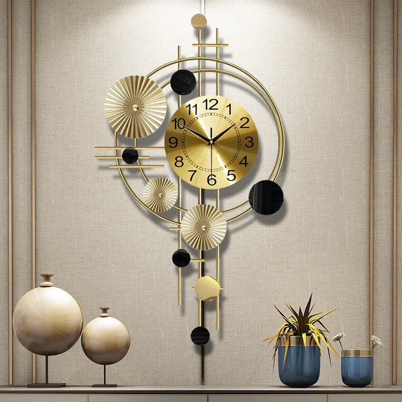 Gold iron small wall clock A2616 with silent mute mechanism for home decoration