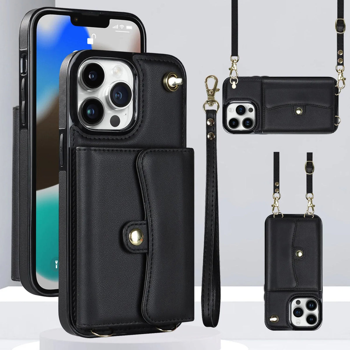 Crossbody TPU leather phone case for Samsung A13 4G 5G in mint green with card slots and strap