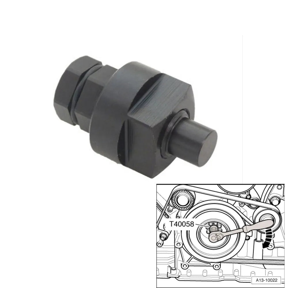 Aodi T40058 hardened steel crankshaft locking sleeve tool for engine timing.
