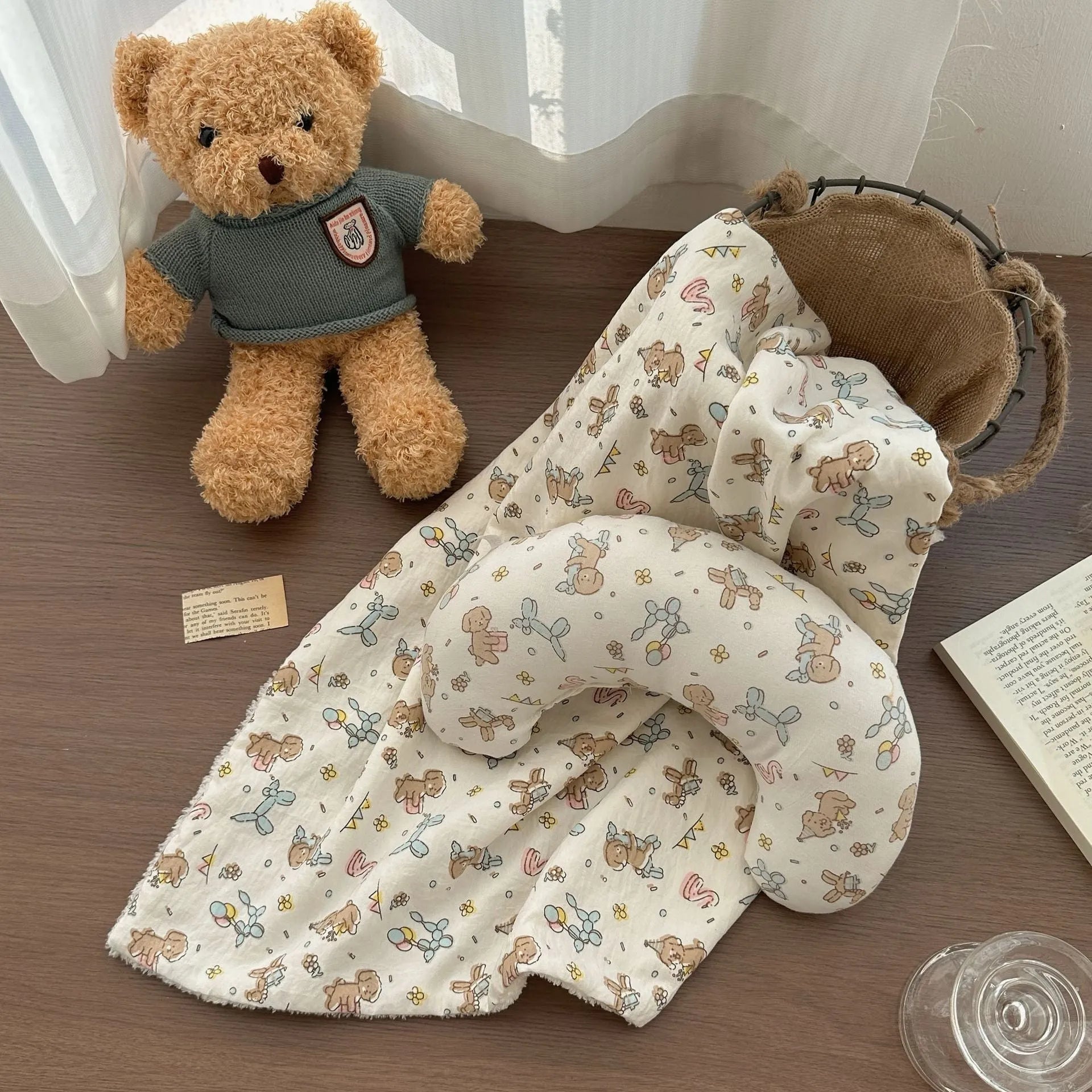 Cloth cat bed set showing pillow and two quilts in different sizes for feline sleeping