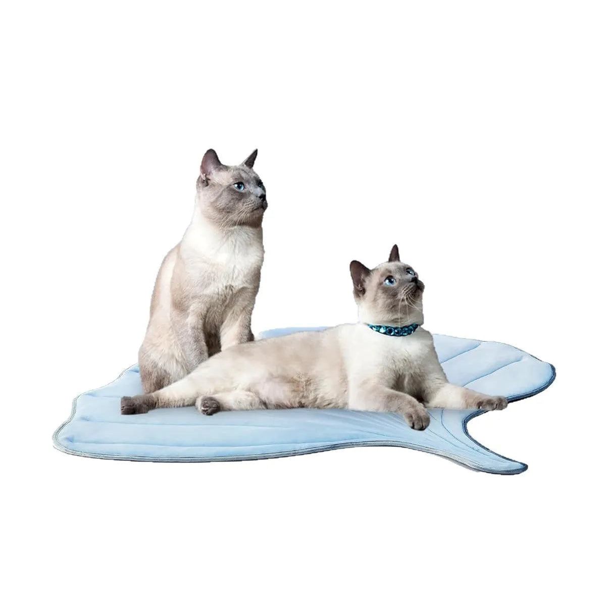 Ginkgo leaf shaped cloth cat ice pad pet floor mat in light blue or light green, sizes S M L
