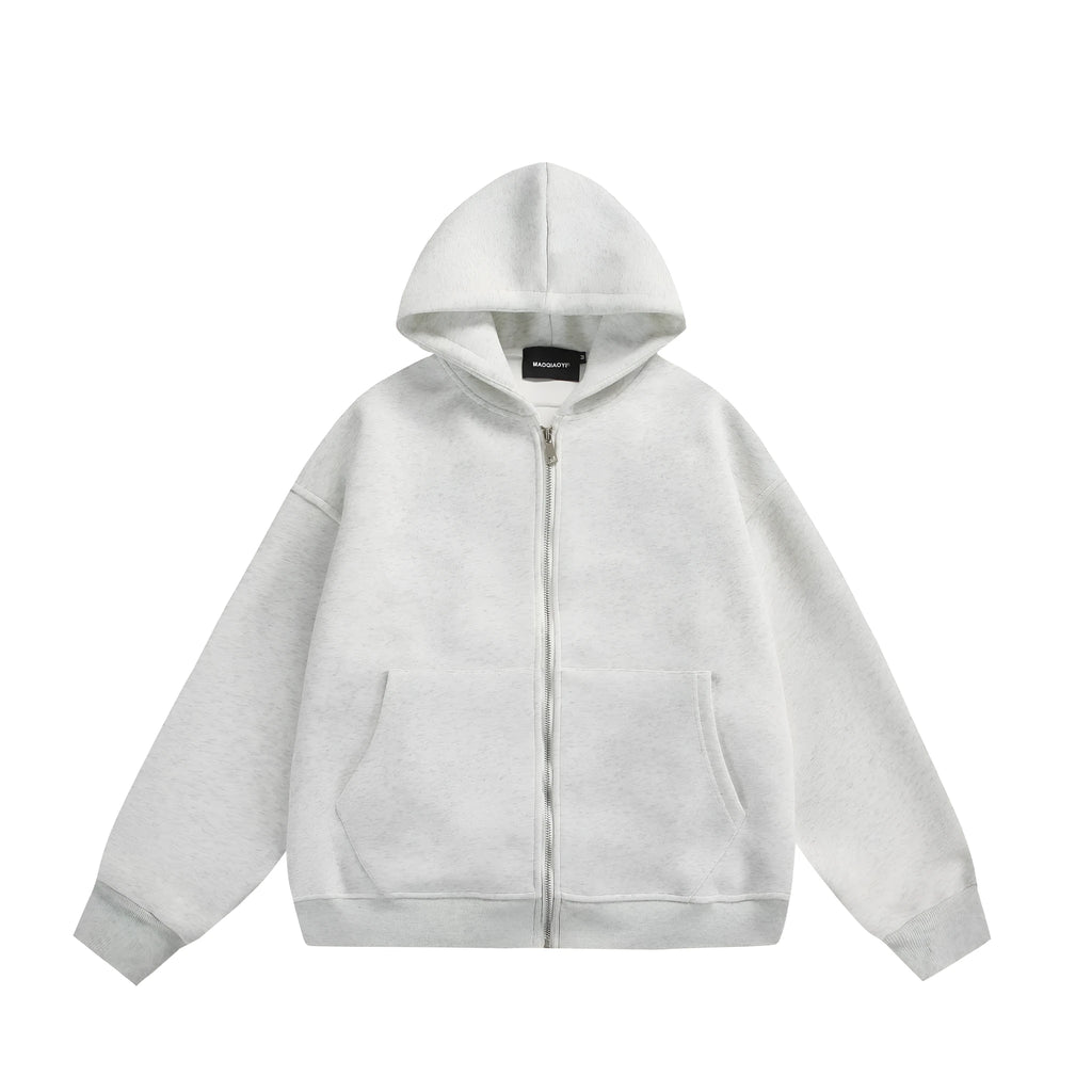 Solid colour loose-fit cardigan coat with small back bag detail in cotton blend fabric.