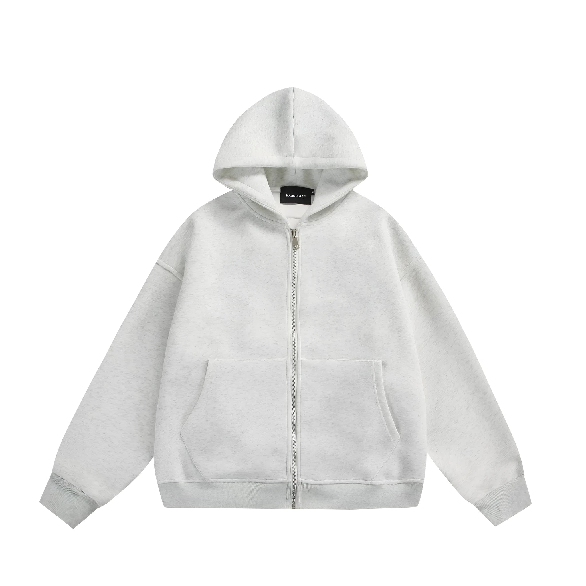 Solid colour loose-fit cardigan coat with small back bag detail in cotton blend fabric.