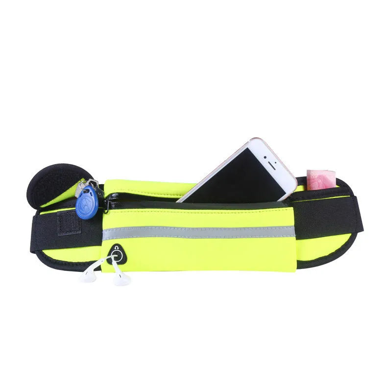 Medium nylon fitness waist bag with zipper pocket in solid colour, size 20x10 cm