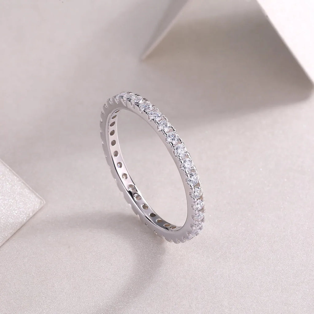 Daytime moissanite wedding ring set in gold and rose gold, S925 silver with platinum plating, sizes 5-9, gift box included