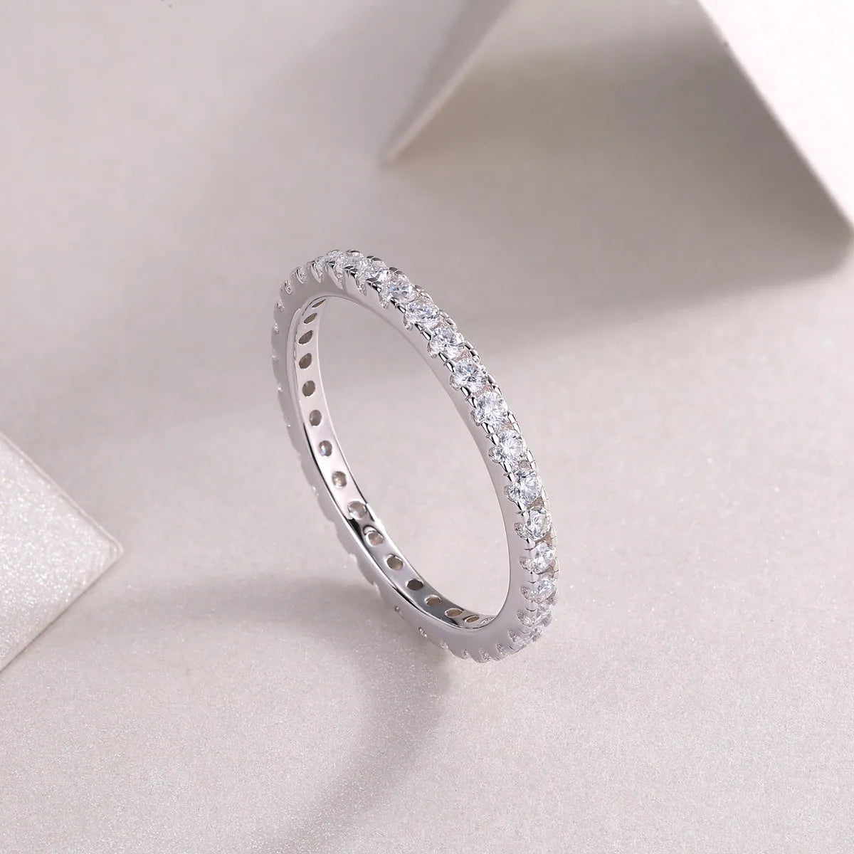 Daytime moissanite wedding ring set in gold and rose gold, S925 silver with platinum plating, sizes 5-9, gift box included