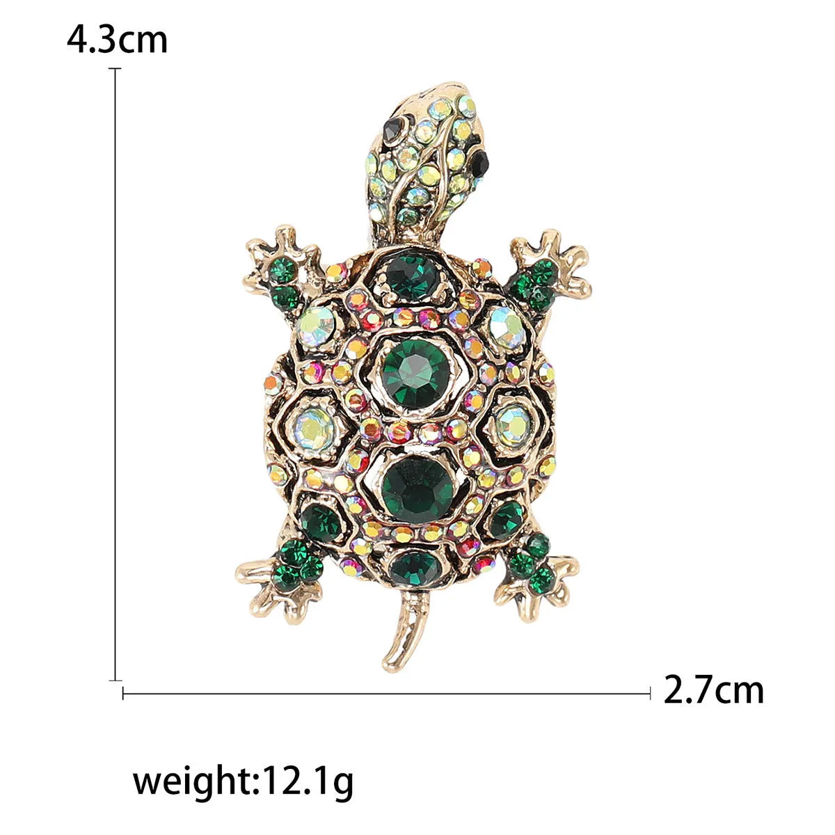 Retro rhinestone turtle brooch in alloy material available in blue, green, red colours