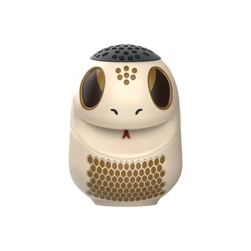 White portable Bluetooth speaker with USB port and functional buttons on a solid background