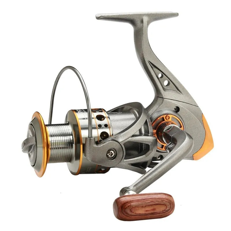 DC all-metal spool fishing reel in gray gold finish, 3000 model size