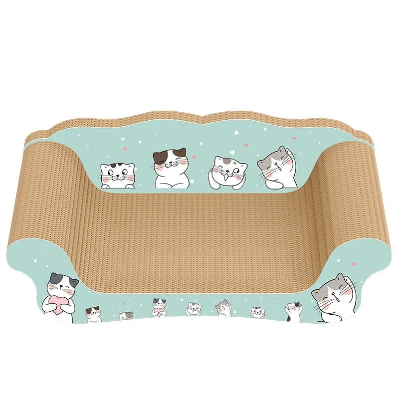 Cat sofa bed with integrated scratching board, wear-resistant surface, shown in cat sofa bed design