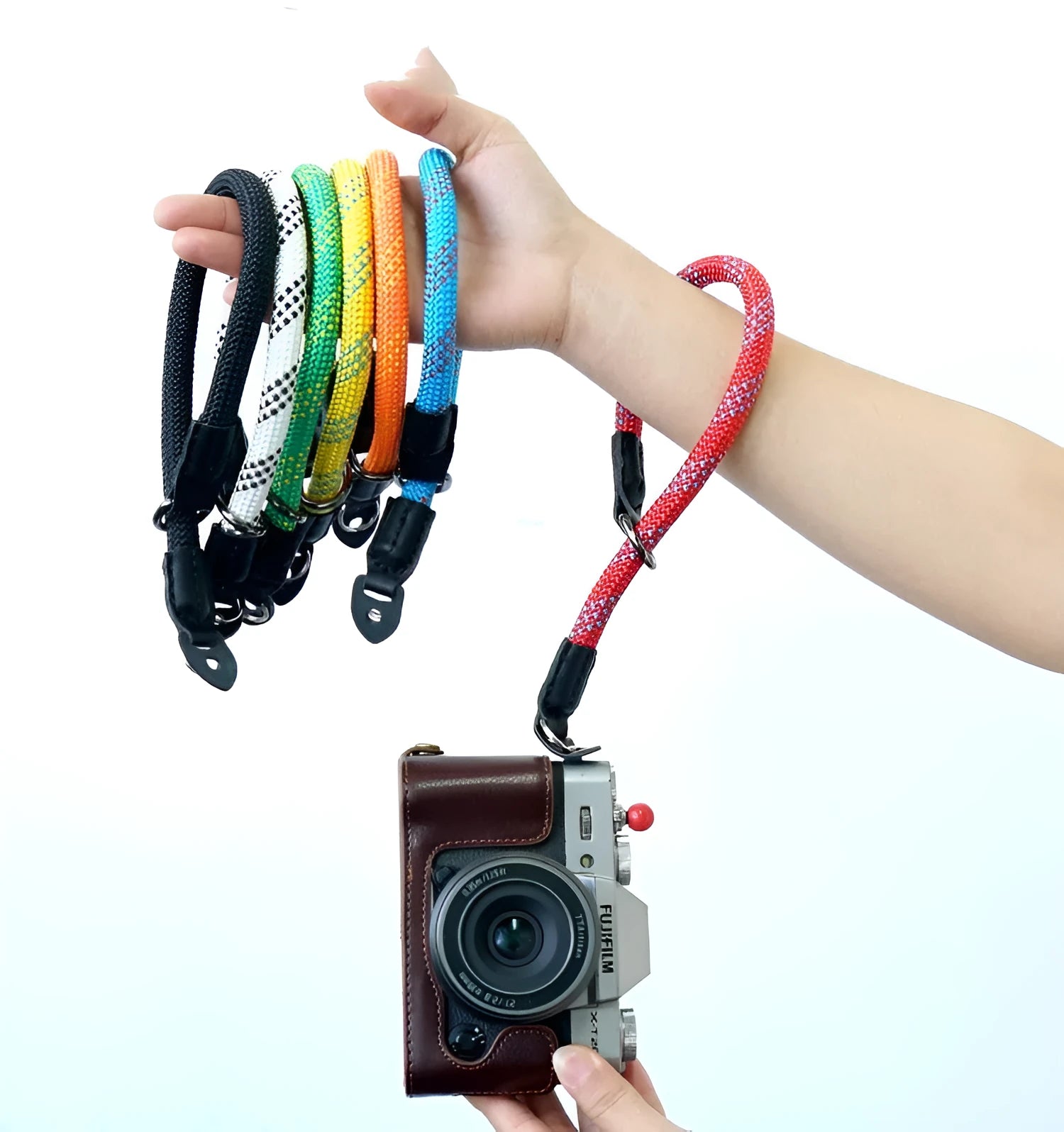 39cm nylon camera wrist strap thick ring in black with hand loop attachment