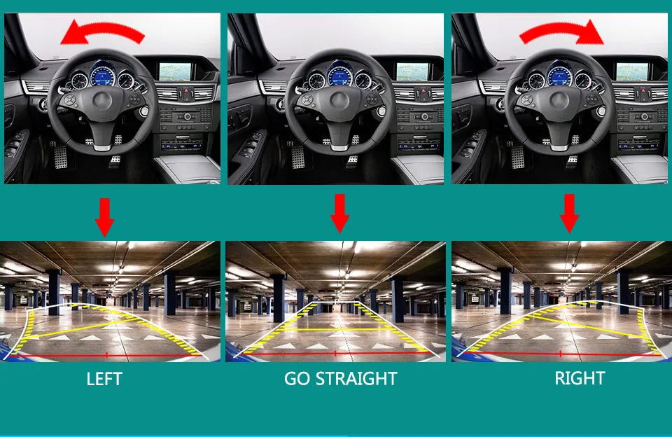 Black plastic car rear view camera with 170-degree wide angle, 720 resolution, IP67 rating, 12V WiFi, 100g