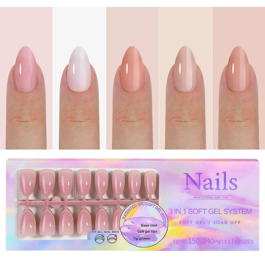 Removable seamless nail stickers in nude colours 01 to 08 for women