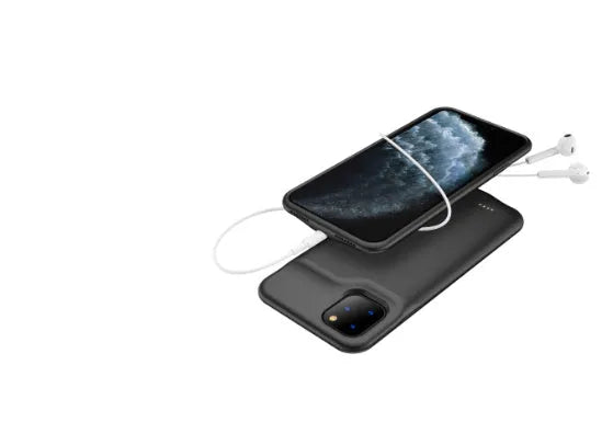 Soft silicone iPhone battery charging case showing extended battery capacity up to 8500mAh