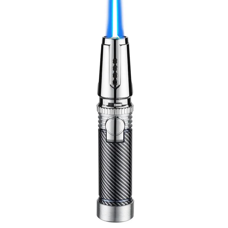 Windproof electronic inflatable cigar lighter black zinc alloy with direct blue flame spray gun