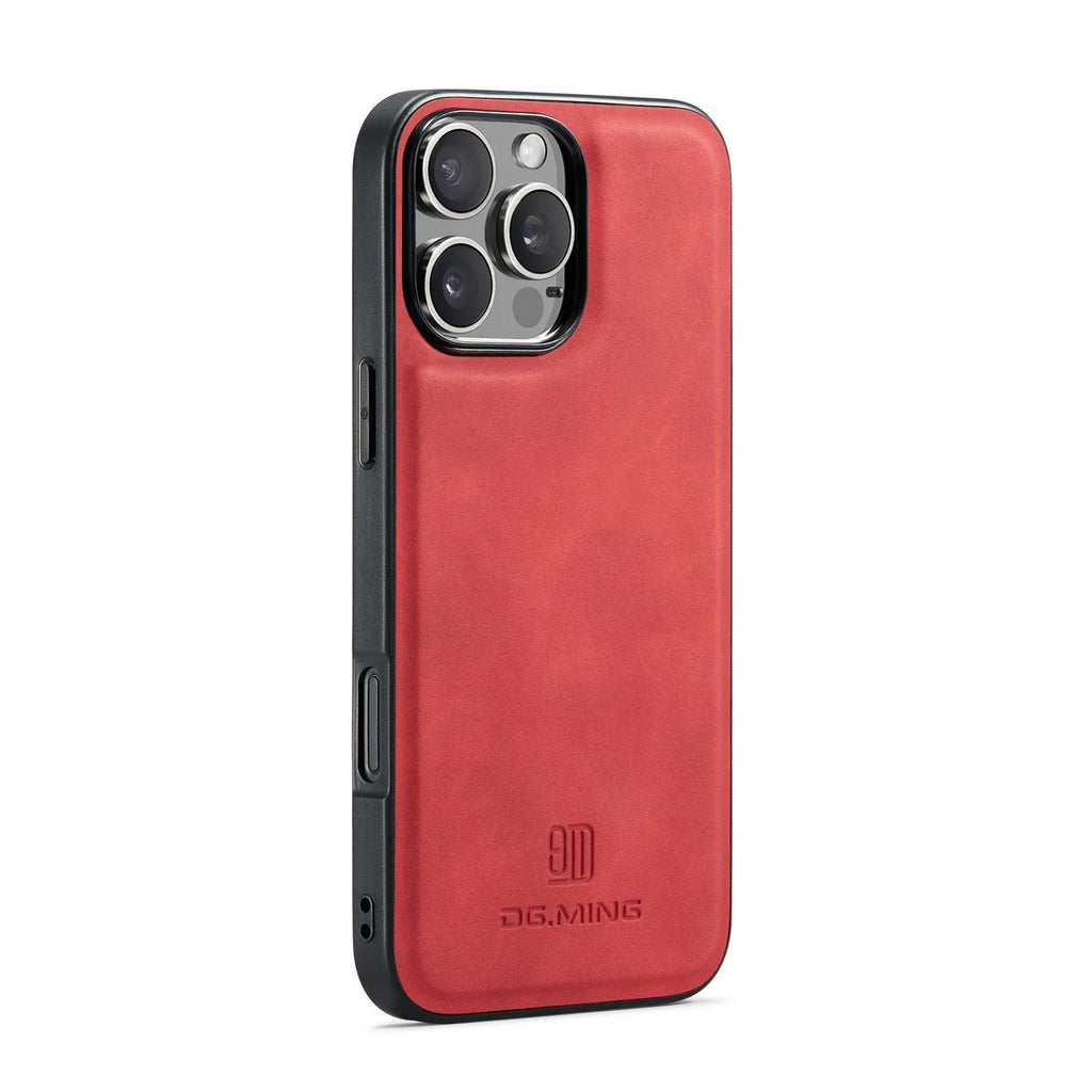 Magnetic card case in combination black with PU retro style and glass back for iPhone XR and iPhone 16 models