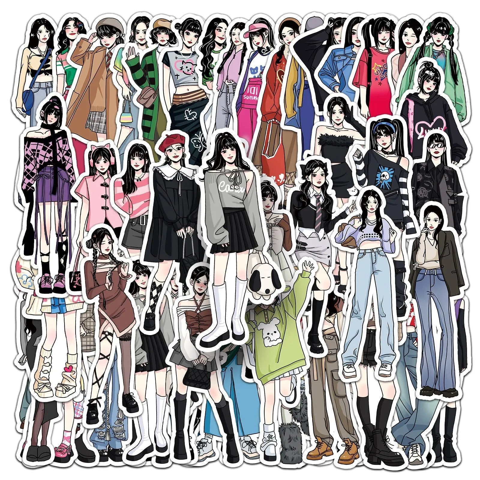 50 hand-painted cartoon graffiti stickers from Original Series on a sheet