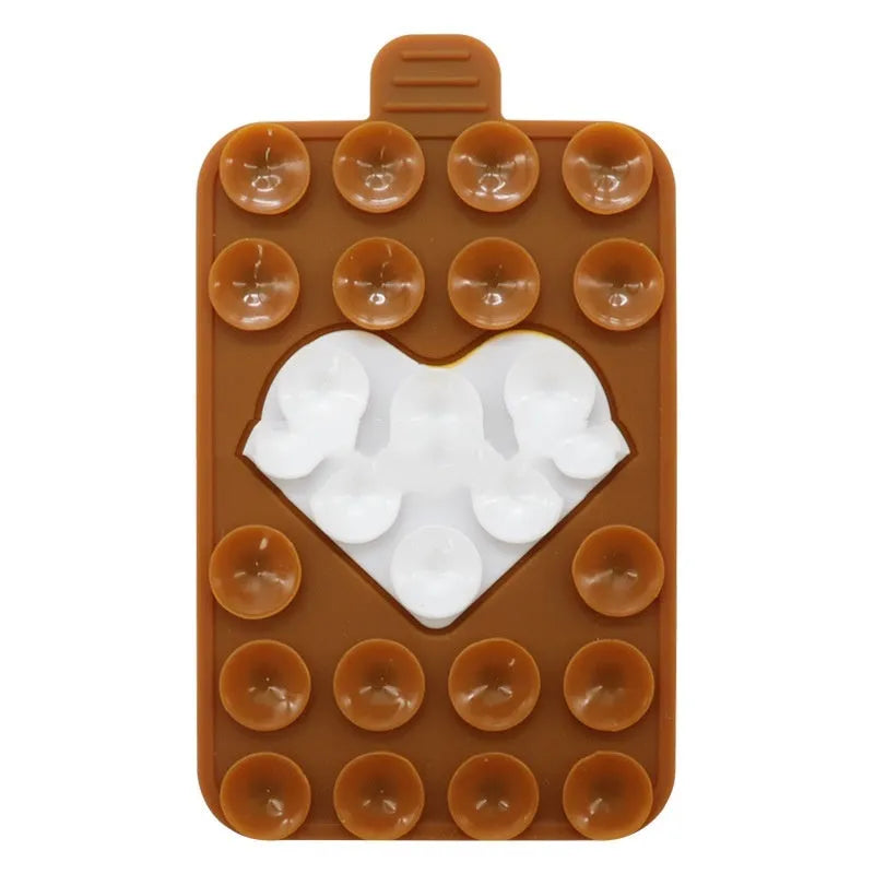 Double sided silicone suction cup phone case holder in gray white colour with hot pressing finish