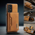 Samsung anti-fall wallet phone case in PU leather with card slot and magnetic bracket, retro style, multiple colours