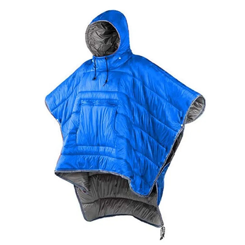 Army Green adult wearable cloak sleeping bag converts to 200x140cm blanket for outdoor camping use