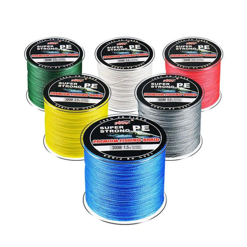 Dali Mayu PE braided fishing line spool in multiple colour options showing 300m length