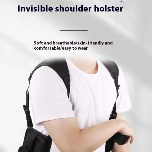 Black underarm shoulder holster bag in Oxford cloth with nylon clip for outdoor sports