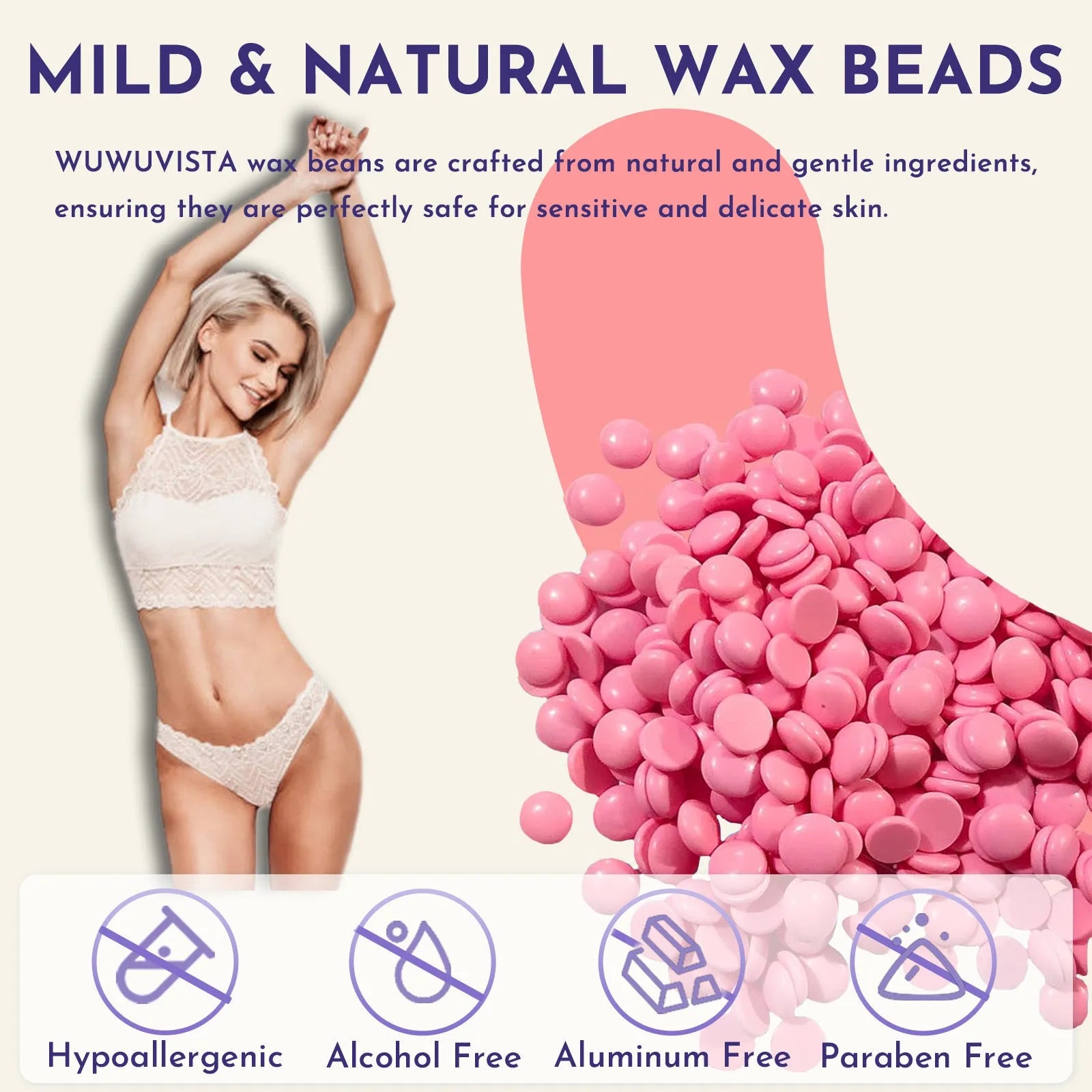 Waxing gift set with black wax warmer, wax beans, application sticks, aftercare lotion, and cooling masks.