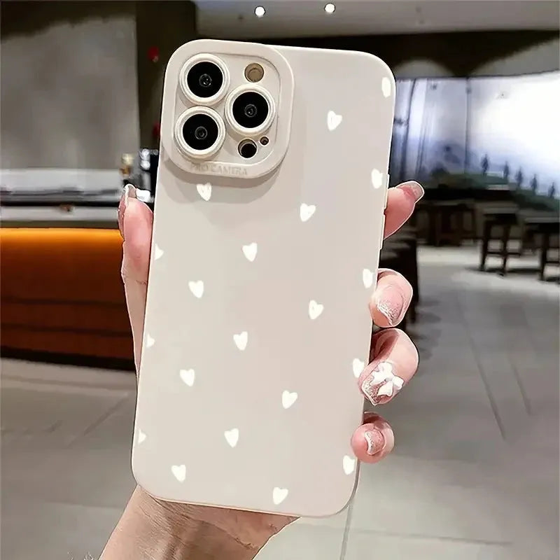 White heart mobile phone shell TPU back cover in white pupil S039 white love design for iPhone models