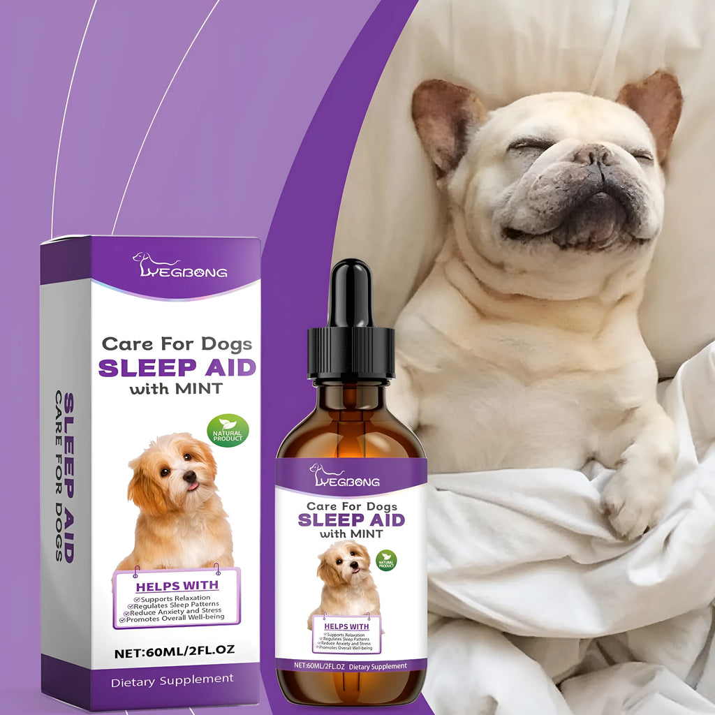 60ml bottle of Dog Sleep Drops for canine night sleep care, showing 3.3cm diameter.