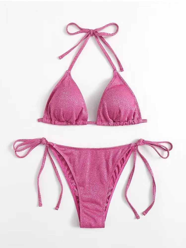 Women's bandage bikini swimsuit with split design in polyester fabric