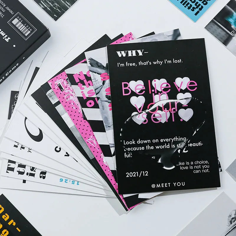 Fresh design greeting postcard showing one of two printed models for gift messages.