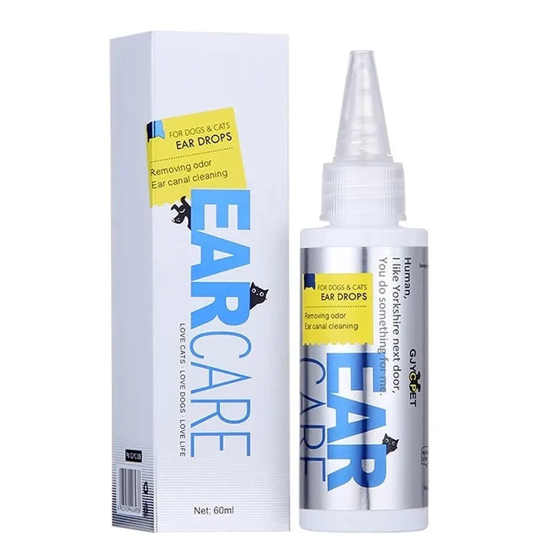 GJYC PET Ear Cleansing 60ml bottle of clear liquid ear drops for pets