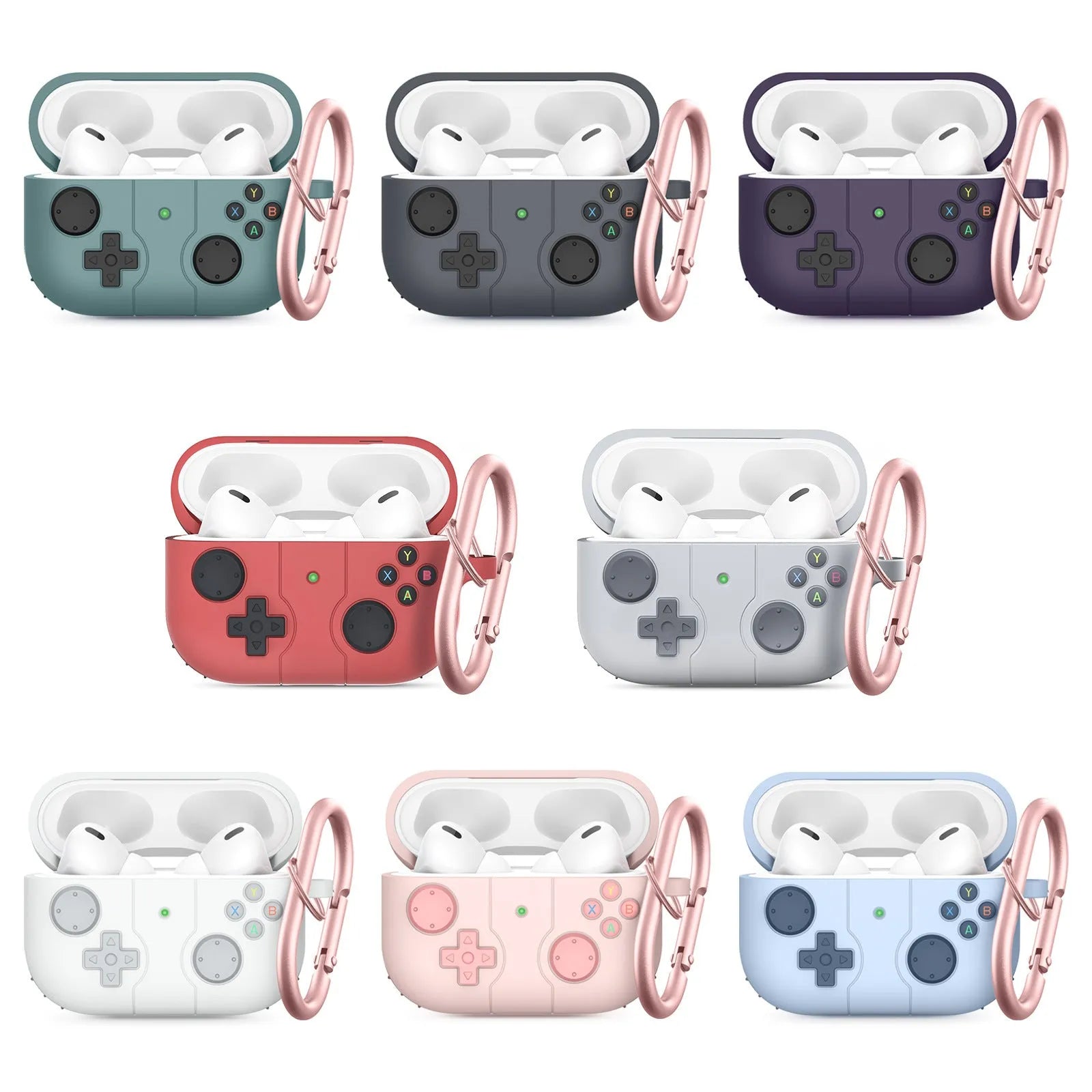 Soft silicone protective case for AirPods Pro2, Gen 3, Gen 1/2 in grey, watermelon red, white