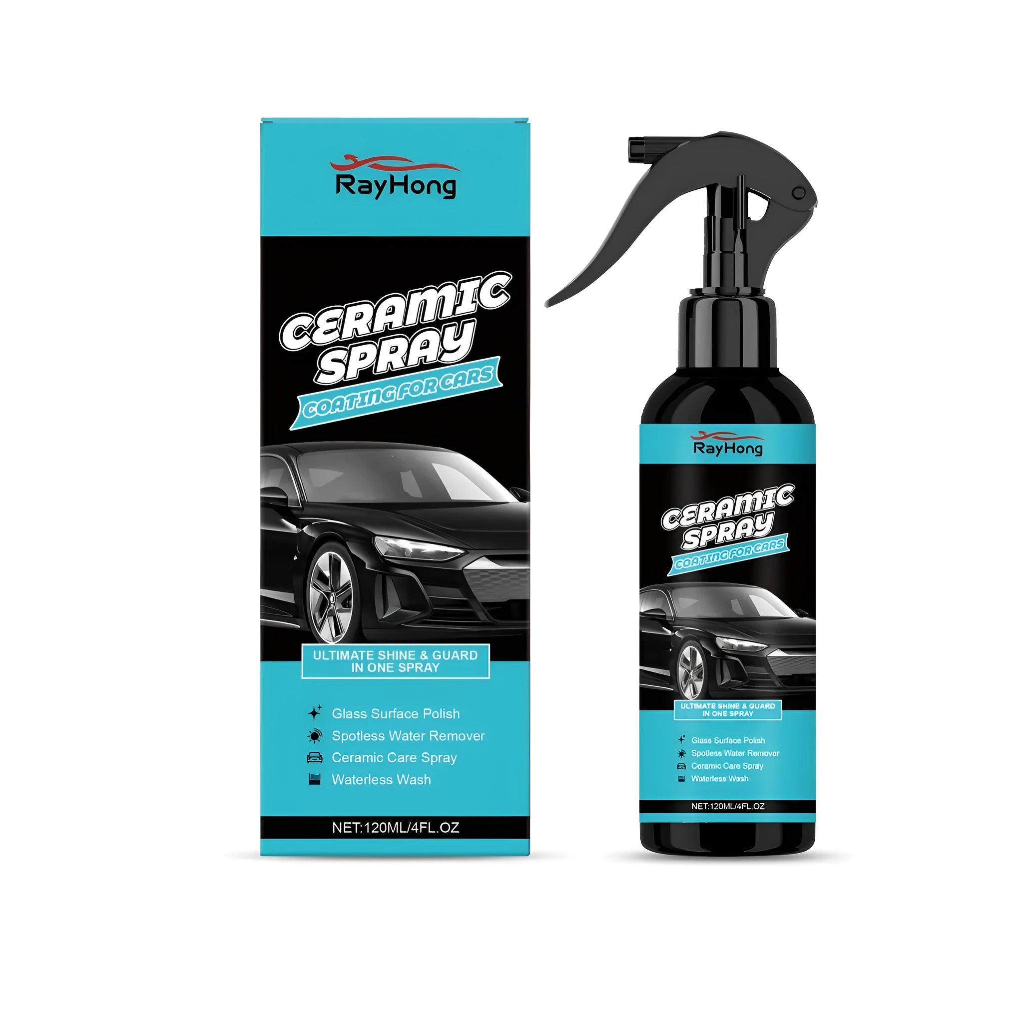 120ml bottle of PTFE ceramic coating spray for car paint and glass protection.